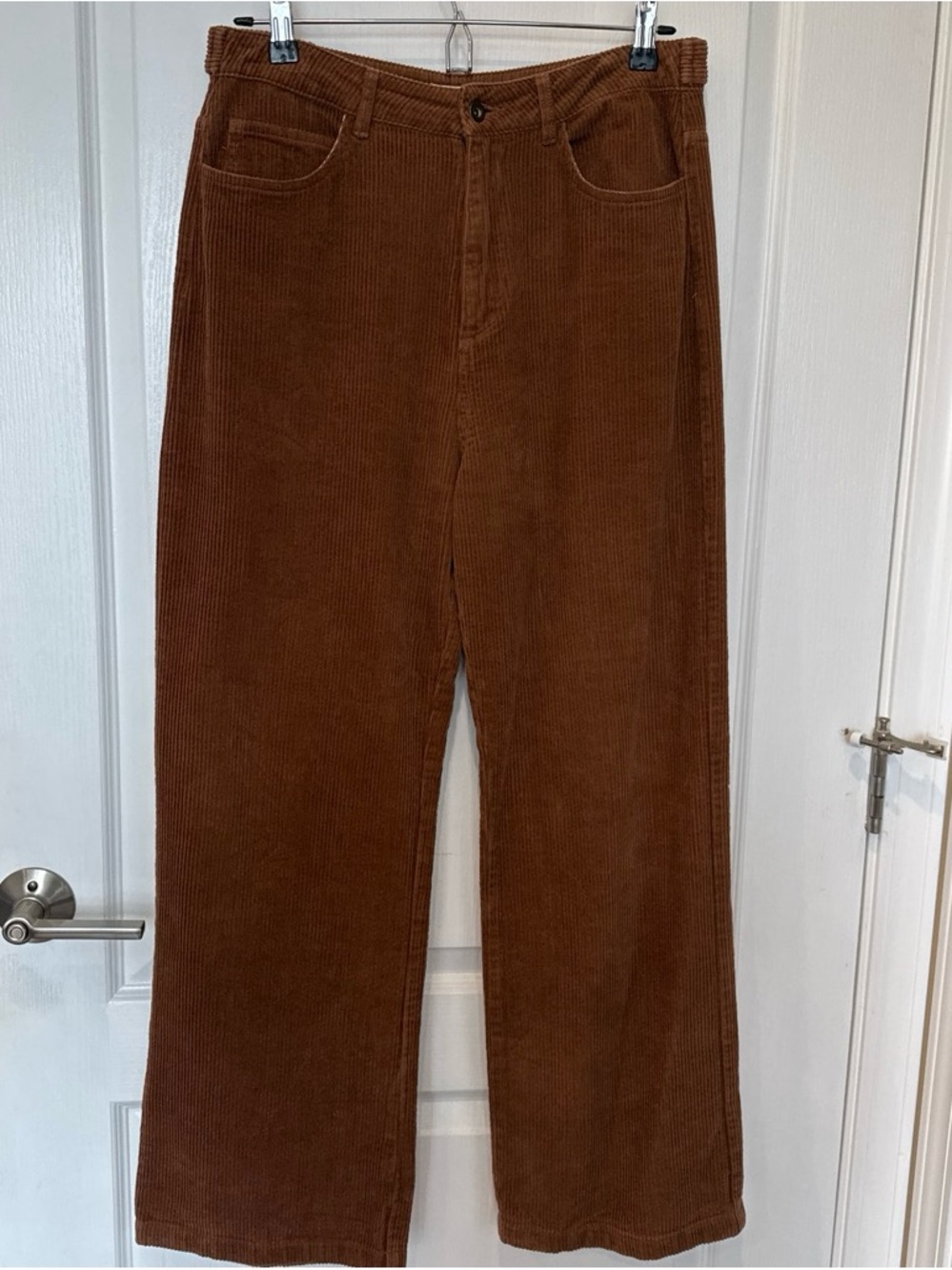High-Rise Wide-Leg Corduroy Pants - Brown